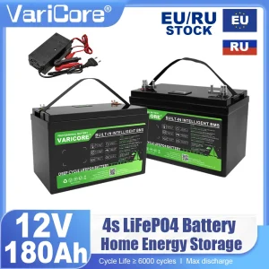 Batteria LiFePO4 12.8V/12V 180AH con Uscita USB 3.0 Tipo-C per Golf Cart, Fuoristrada, Solare, Auto da Turismo, Batterie Solari Esenti da Tasse