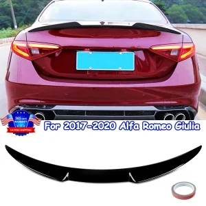 PER 2017-2022 ALFA ROMEO GIULIA VQ STYLE NERO LUCIDO DUCKBILL TRUNK SPOILER WING