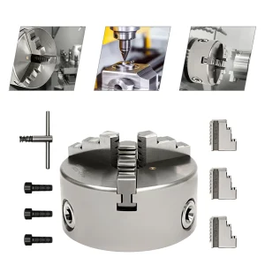 Set di utensili per mandrino per tornio regolabile a 3 griffe autocentranti da 80 mm/100 mm/125 mm con chiave per bloccaggio, fresatura, foratura, tornitura