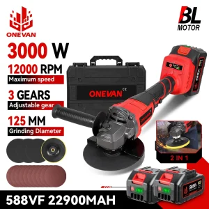 ONEVAN 125 MILLIMETRI Brushless Elettrico Smerigliatrice Angolare 2in1 lucidatura 3000 W M14 Taglierina di Metallo Legno Strumento di Potere Per Makita 18 V Batteria Spille
