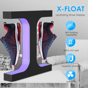 Scarpiera a doppia testa con levitazione magnetica per scarpe da ginnastica con luci colorate Rotazione a 360 gradi Scarpiera telecomandata