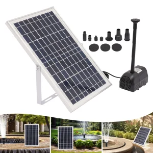 Pompa per fontana solare 10W Start-up pannello solare ad alta efficienza e forte stabilità altezza massima dell’acqua di 200cm