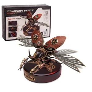 Robotime Rokr Rhinoceros Beetle Kit di costruzione di modelli Puzzle meccanici 3D Giochi Compleanno Facile montaggio Giocattoli di design meccanico –