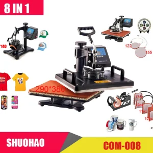 30*38CM 8 in 1 Combo pressa di calore macchina sublimazione stampante 2D trasferimento termico panno tazza tazza T-shirt macchina da stampa