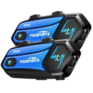 2 pezzi Fodsports M1-S Plus interfono per casco da moto auricolare bluetooth wireless, interfono per 10 piloti, FM, condivisione