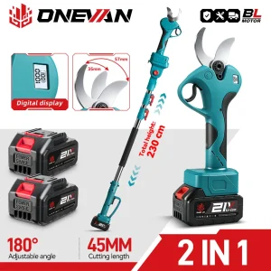 ONEVAN 45 MILLIMETRI Brushless Telescopico Palo Elettrico Potatura cesoie 2 IN 1 Ramo Alto Giardino Strumento di Potere Per 21 V 18 V Batteria