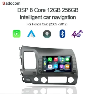 8 “Carplay DSP 4G Android 14.0 Multimediale 8G 256GB Lettore DVD per auto Navigazione GPS autoradio Per Honda Civic (2005 – 2012) 2 din