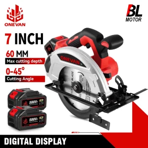 ONEVAN 7 Pollici 185 Millimetri Brushless Elettrico Sega Circolare Display Digitale Cordless Lavorazione Del Legno Strumento di Taglio Per Makita 18V Batteria Spille