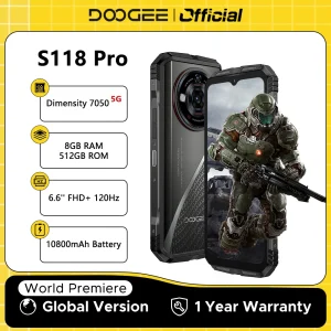 DOOGEE S118 Pro 5G Telefono Robusto Batteria 10800mAh 6.6 ”FHD 120Hz 108MP AI Fotocamera 8GB RAM 512GB ROM Android 14 Telefono Cellulare NFC