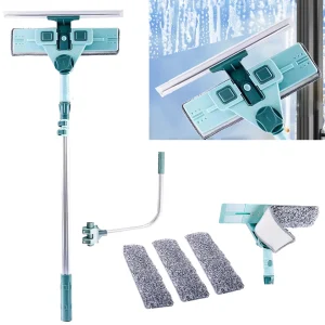 Lavavetri telescopico 69 cm-145 cm, spazzola pulita per tergicristallo allungabile 2 in 1 per finestre alte per interni ed esterni