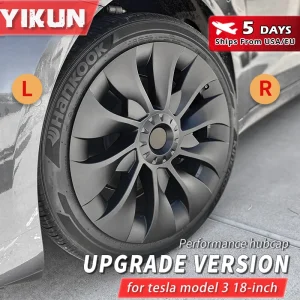 4PCS Coprimozzo Auto per Tesla Modello 3 18 Pollici Copriruota di Ricambio Automobile Coprimozzo Ruota Cerchione Completo Accessori di Copertura 2018-2023