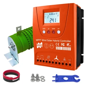 Turbina eolica con regolatore solare ibrido MPPT da 3000 W 12V24V48V, con display LCD per carico di scarico, per batteria completa Lifepo4