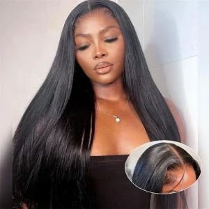 Parrucca vietnamita di alta qualità, 6×4 senza colla, in capelli umani, con pizzo trasparente