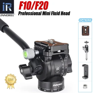 F10/F20 Mini Treppiede Testa fluida Video panoramico Testa treppiede per fotocamera DSLR con piastra a sgancio rapido Arca Swiss per treppiedi, monopiedi