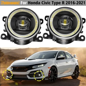2 pezzi 30W Car Front LED Lens fendinebbia Angel Eye DRL Daylight H11 per Honda Civic Type R 2016 2017 2018 2019 2020 2021