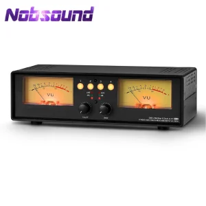 Nobsound MIC + LINE Analog Dual VU Meter Sound Level DB Panel Display 4-way Audio Splitter Switcher Box Music Spectrum Visualizer