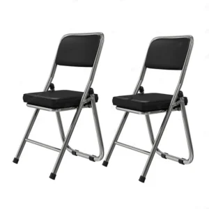 Sedia da pranzo in 2 pezzi, sedia da conferenza, sedia da pranzo realizzata in comoda pelle PU e struttura in acciaio, robusta sedia pieghevole