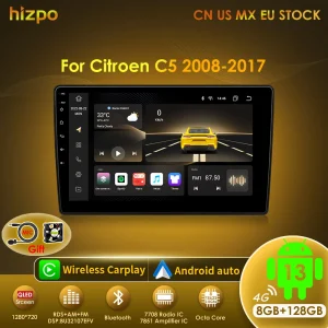 Hizpo Autoradio Per Citroen C5 2008 – 2017 Wireless CarPlay Android 13 Auto Car Sistemi Intelligenti Unità Principale di Navigazione GPS DSP