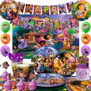 Forniture per feste di compleanno Encanto, 114 pezzi di forniture per feste di compleanno MaHouse Set-Banner Fondale Tovaglia Piatti Tazze Tovaglioli ecc