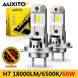 AUXITO 2Pcs H7 LED lampadina per fari Canbus 60W lampadina Turbo ad alta potenza 6500K 18000LM Chip Mini Led Light Plug & Play Wiress Automobile