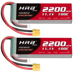 Batteria Lipo HRB 3S 11.1V 2200mah 100C XT60 per aerei Axial SCX10 FPV Drone Auto da corsa Barca RC Parti