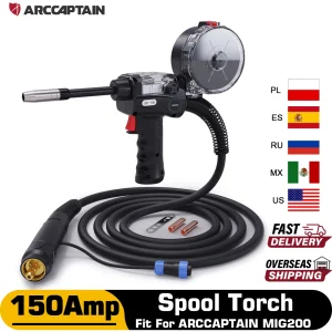 ARCCAPTAIN Pistola a bobina per saldatura di alluminio 150A Connessione Euro 10FT per ARCCAPTAIN MIG200