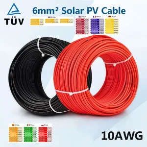 Cavo solare 10AWG 30M 50M 100M 6MM 4MM 10MM Cavo fotovoltaico nero o rosso in rame alto