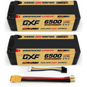 DXF 4S 6500mAh 15.2V 150C Batteria Lipo ad alta capacità Custodia rigida XT90 EC5 Spina bullet da 5mm per aereo multi-roboto per auto RC in scala 1:8
