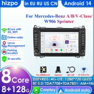 DSP Carplay 4G-LTE 8 ”Android 14 Autoradio Lettore Multimediale per Mercedes Benz W169 W245 B200 W906 Sprinter W639 Vito Autoradio