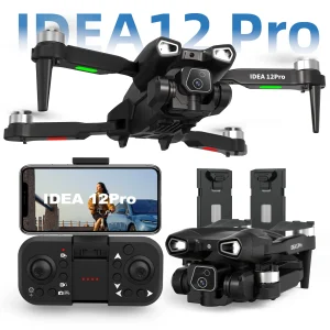 IDEA12Pro Drone con fotocamera per adulti 4K 2 batterie Doppia fotocamera RC Quadcopter 5G WiFi FPV Flusso ottico senza spazzole per principianti CO
