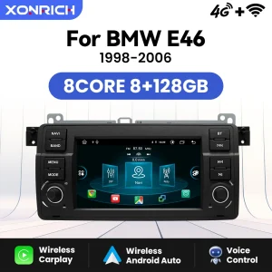 XONRICH AI Voice Android 14 autoradio per BMW E46 M3 318/320/325/330/335 Rover 75 Coupe Multimedia GPS Wireless CarPlay AUTO GPS