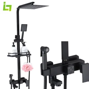 Set di rubinetti per doccia nero opaco pioggia miscelatore per vasca da bagno interamente in metallo di alta qualità a 4 vie con Bidet in acciaio inossidabile