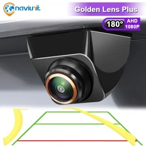 Telecamera posteriore per auto AHD 1920x1080P 180 °   Telecamere di retromarcia per veicoli universali impermeabili per visione notturna Full HD con obiettivo dorato Fisheye