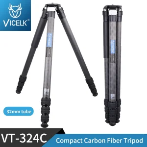 VICELK treppiede compatto in fibra di carbonio da 158cm treppiede da viaggio per fotocamera da 32mm per fotocamera DSLR, carico massimo 25kg,VT-324C