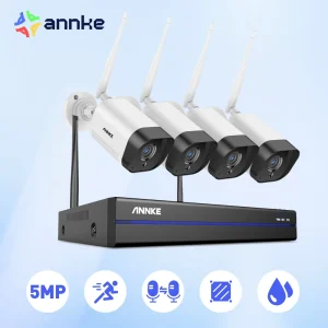 ANNKE 5MP WiFi CCTV Sistema 10CH NVR Sistema di telecamere di sicurezza Audio bidirezionale Telecamere IP wireless esterne Kit di videosorveglianza