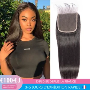 Chiusura in pizzo trasparente 4×4 frontale in pizzo 13x 4 solo frontale in pizzo dritto colore naturale capelli umani Remy brasiliani Pre pizzicati