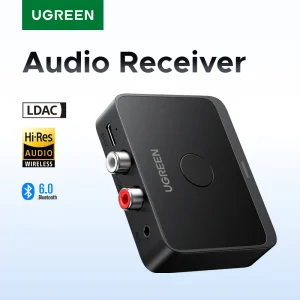 UGREEN AUX Ricevitore Bluetooth LDAC AAC Hi-Fi Jack da 3,5 mm 2RCA RCA Audio Adattatore Bluetooth 6.0 Ricevitori 15 ore per altoparlante per auto PC