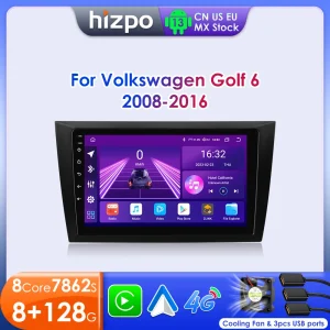 Hizpo 9 “Android 13 Wireless Carplay Car Stereo Per VW Volkswagen Golf 6 2008-2016 GPS NAVI Radio WIFI RDS FM BT EQ 360 Macchina Fotografica