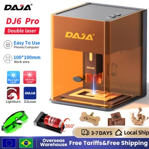 DAJA DJ6 Pro Incisore laser Macchina per incisione aziendale portatile con copertura di sicurezza per metallo Acciaio inossidabile Gioielli Legno Acrilico