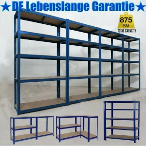 DayPlus scaffalature di stoccaggio scaffale in metallo per Garage senza bulloni regolabile per impieghi gravosi, ripiano per officina, carico massimo 875kg, installazione facile