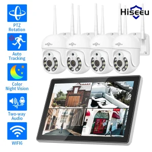 Kit telecamere di sicurezza Wireless Hiseeu 3/5MP telecamera IP impermeabile per esterni sistema CCTV di sorveglianza con Monitor da 10.1 “10CH NVR