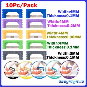 Easyinsmile 10 pz striscia di lucidatura dentale strisce Reduction interprossimali ortodontiche IPR Stripping seghettato 0.1MM abrasione