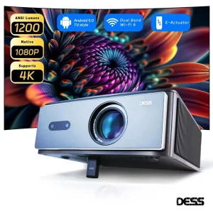 Proiettore Dess C4 PRO 1080P Proiettori Full HD 4K 1200ANSI Video Smart TV per proiettore cinematografico domestico da 32 GB