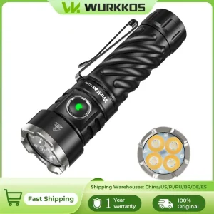 Torcia Wurkkos TS26S 519A 3100Lm con Grado di Impermeabilità IPX8, Interruttore Magnetico, Ricaricabile 21700, Torcia per Autodifesa