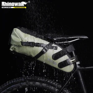Rhinowalk 100% borsa da sella per bici impermeabile 5L 10L 13L borsa da coda per bicicletta pieghevole Outdoor MTB Panner Storage Pack riflettente verde
