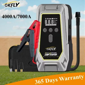 GKFLY 4 in 1 4000A 7000A Jump Starter 150PSI Pompa Compressore d’aria 59.2Wh Power Bank 12V Dispositivo di avviamento Gonfiatore digitale per pneumatici
