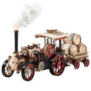 Robotime Rokr Trattore Locomotiva Modello 3D Puzzle in Legno per Adulti Motore a Vapore Trattore Regali di Compleanno per Ragazzi Hobby Giocattoli