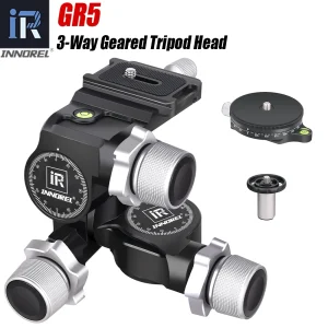 Testa Treppiede a 3 Vie in Lega di Alluminio CNC GR5 ad Alta Precisione, Capacità di Carico 6kg con Piastra QR Tipo Arca, per Fotocamera