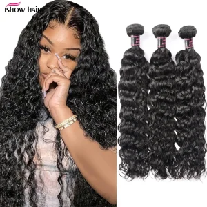 Ishow Fasci di onde d’acqua Fasci di capelli umani Remy non trattati 28 30 pollici Capelli vergini 3 4 pacchi Estensioni dei capelli umani per le donne