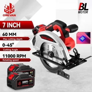 ONEVAN 4000W Seghe Circolari Elettriche Brushless 7 Pollici 185 Millimetri Cordless Taglio Elettrico Strumento di Lavorazione Del Legno Per Makita 18V Batteria Spille